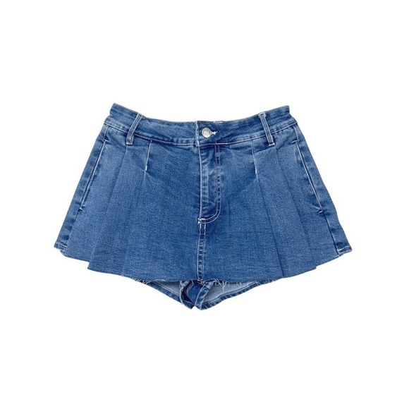 Love Tree Denim Pants - Denim Blue Pleated Skort Mini Skirt Shorts SMALL Summer Festival Rodeo